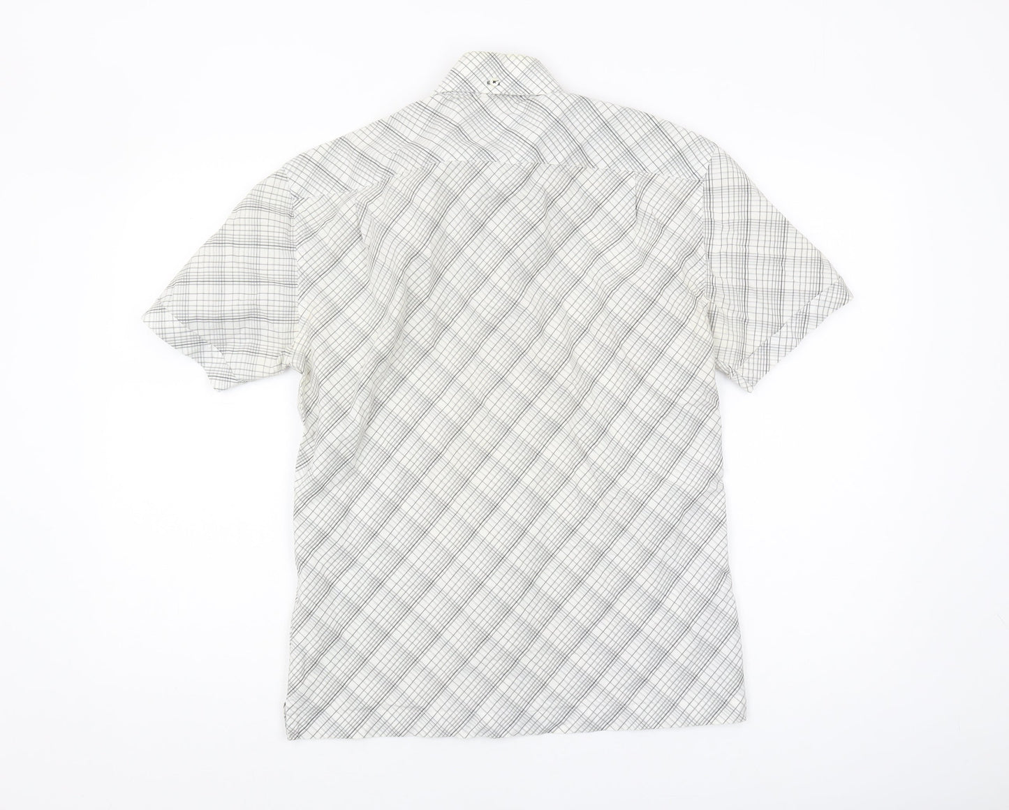 Ben Sherman Men's White Checked Short Sleeve Shirt S
