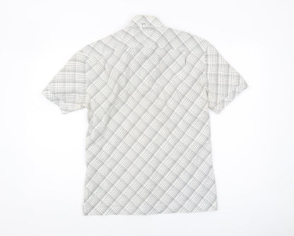 Ben Sherman Men's White Checked Short Sleeve Shirt S