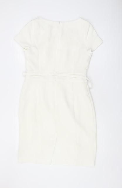 Savoir Women's Ivory Belted Sheath Dress - Size 14