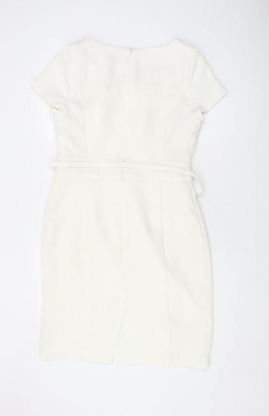 Savoir Women's Ivory Belted Sheath Dress - Size 14