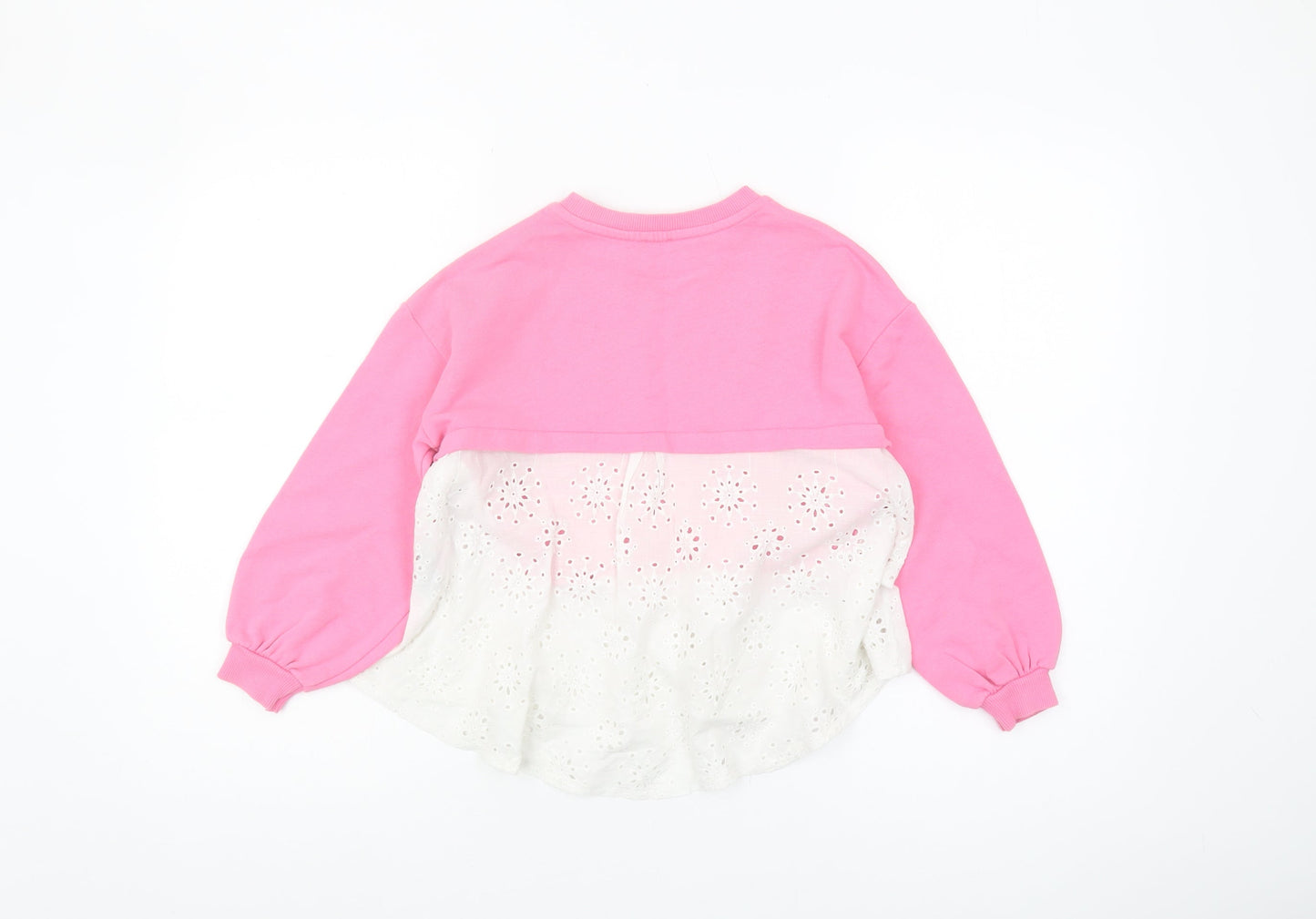 River Island Girls Pink Rhinestone Sweatshirt 7-8Y Casual Pullover