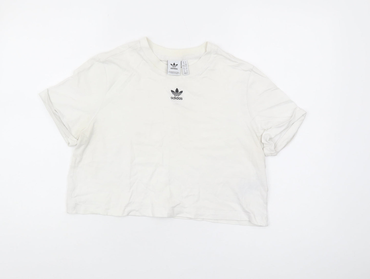 Womens UK Size 18 adidas White Cropped T-Shirt