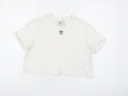 Womens UK Size 18 adidas White Cropped T-Shirt