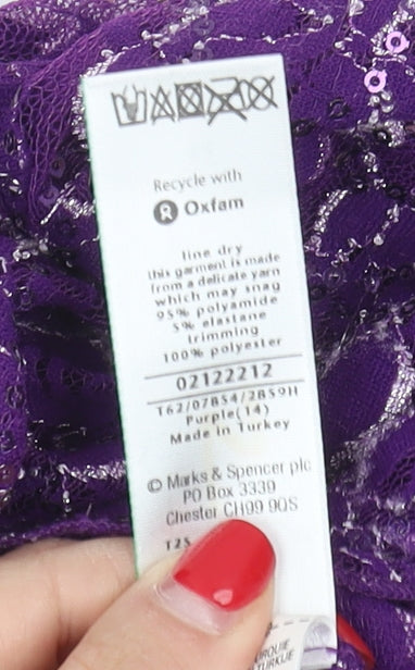 Womens UK Size 14 Marks and Spencer Purple Wrap Blouse