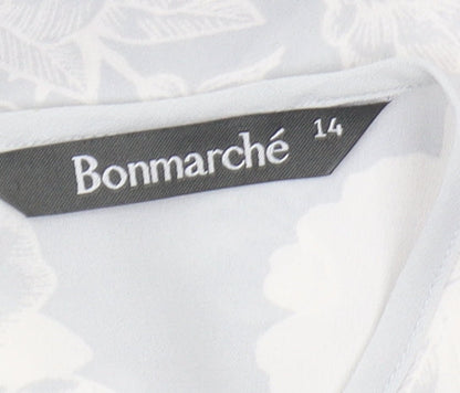 Bonmarché Women's White Floral Blouse Size 14