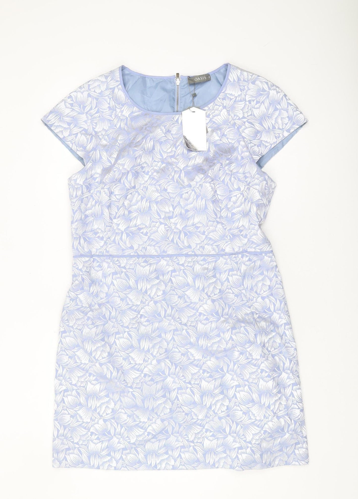 Oasis Women's Blue A-Line Floral Dress, Size 18
