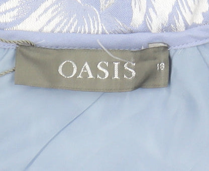 Oasis Women's Blue A-Line Floral Dress, Size 18
