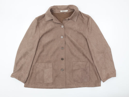 M&Co Brown Women's Coat Size 26 Button Casual