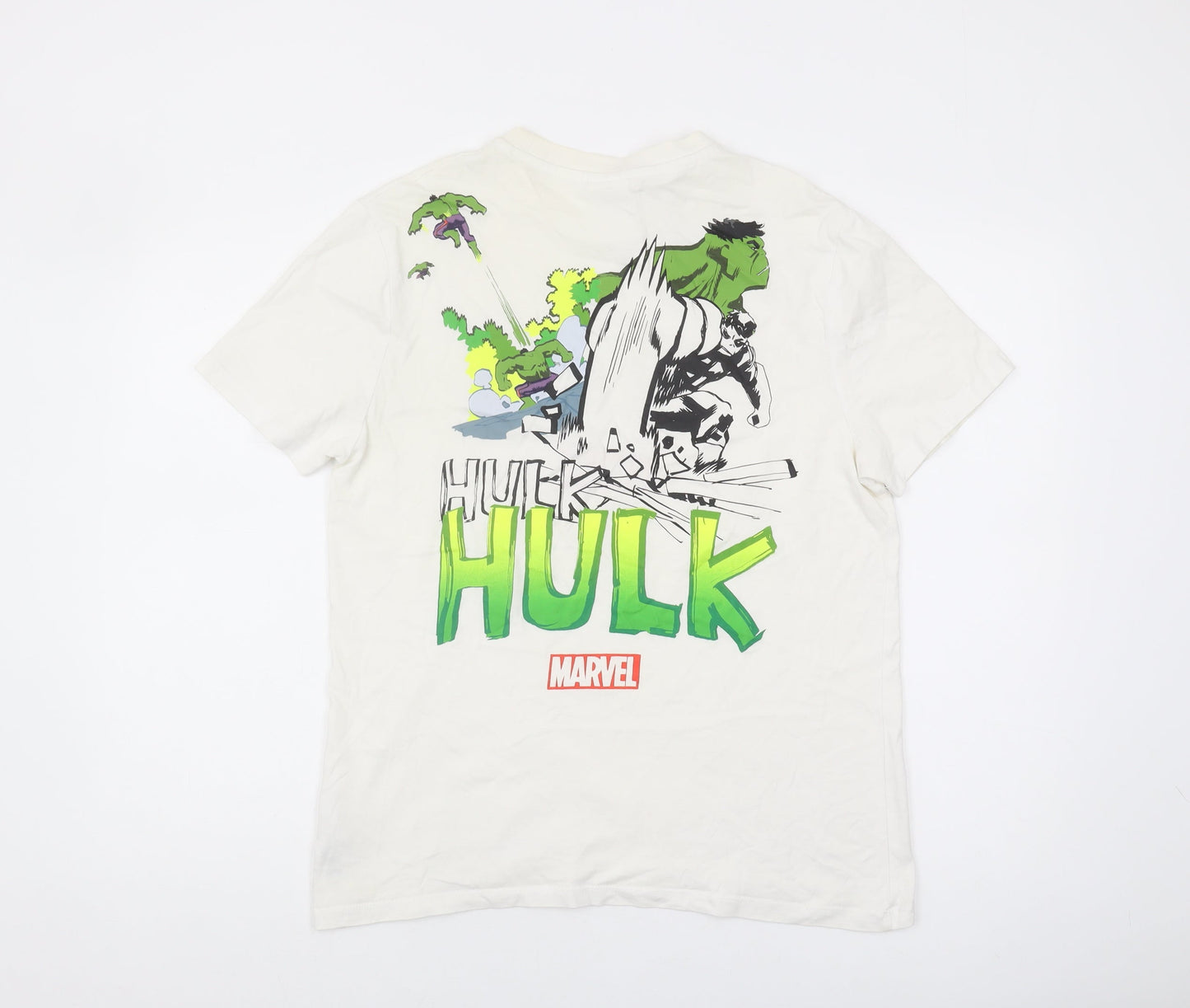 Marvel Men's White Hulk Comic T-Shirt M