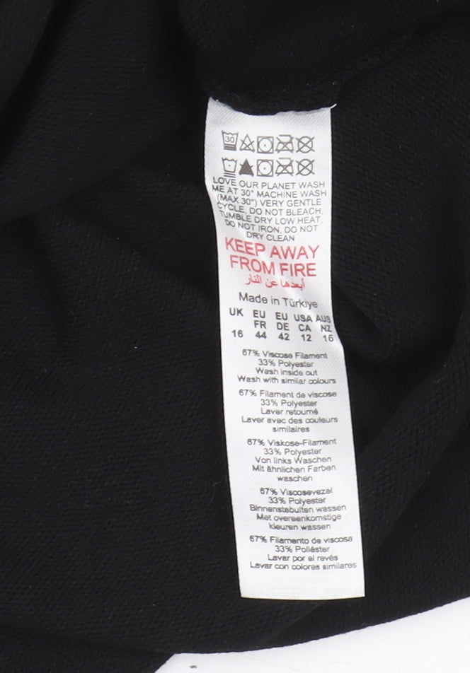 Womens UK Size 16 Principles Black Basic T-Shirt