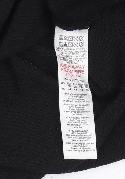 Womens UK Size 16 Principles Black Basic T-Shirt