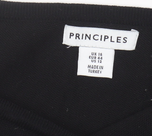 Womens UK Size 16 Principles Black Basic T-Shirt