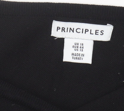 Womens UK Size 16 Principles Black Basic T-Shirt