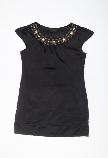 AX Paris Women's Black Beaded Sleeveless Blouse Size 12