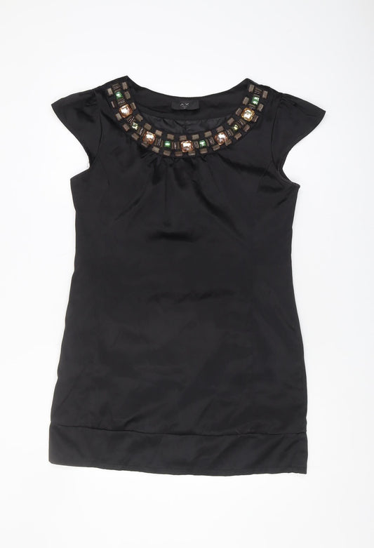 AX Paris Women's Black Beaded Sleeveless Blouse Size 12