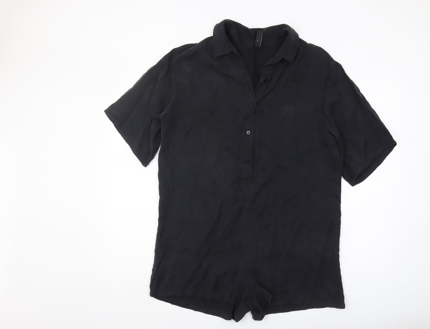 Zara Women's Black Collared Playsuit - Size S