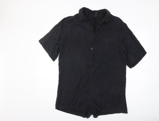 Zara Women's Black Collared Playsuit - Size S