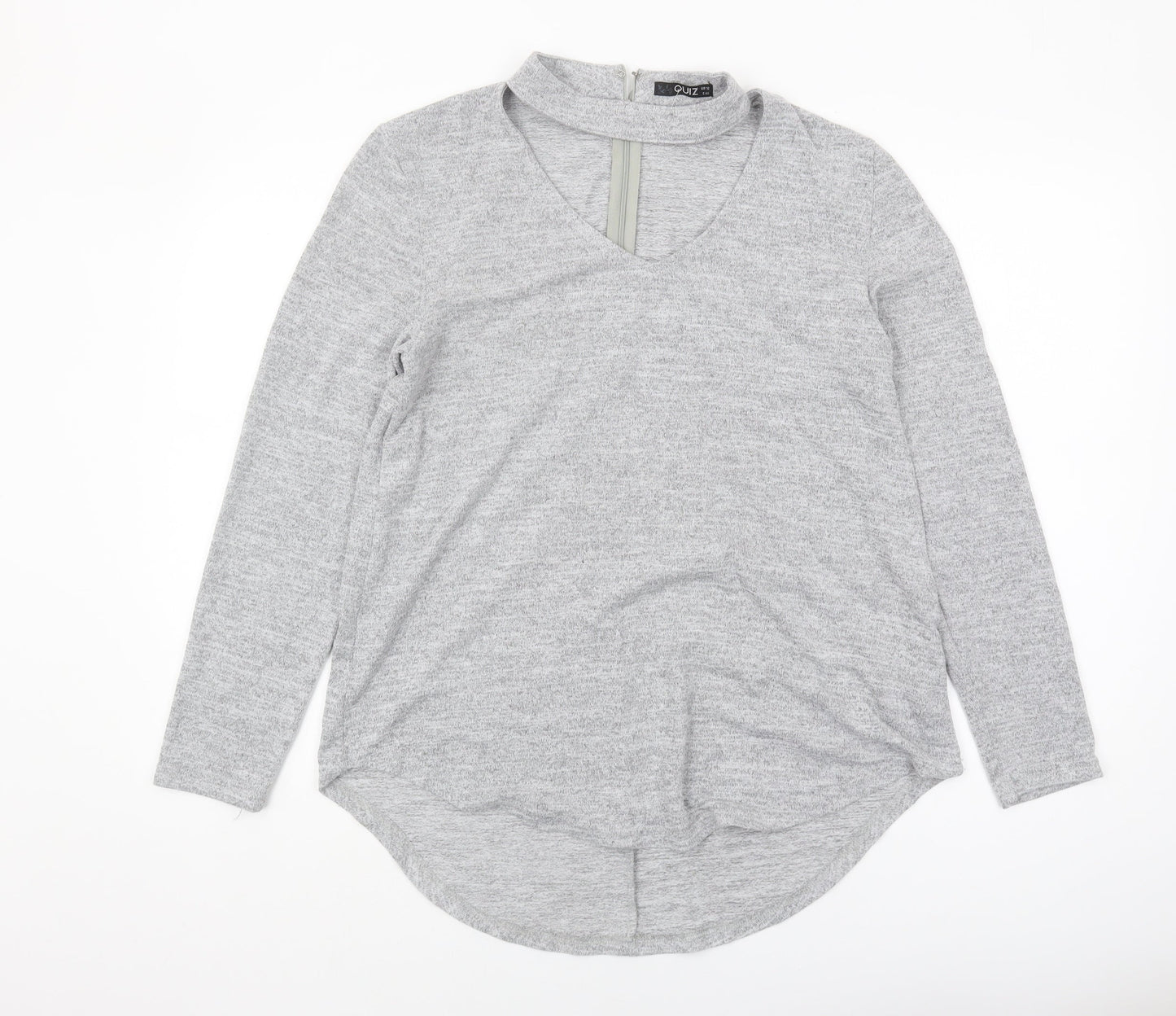Quiz Womens Grey Long Sleeve Knit Top Size 12