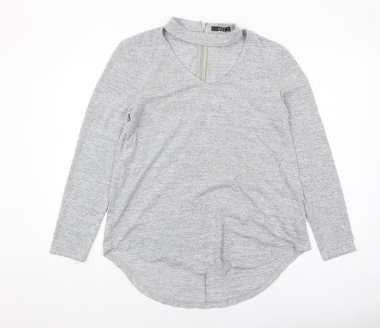 Quiz Womens Grey Long Sleeve Knit Top Size 12