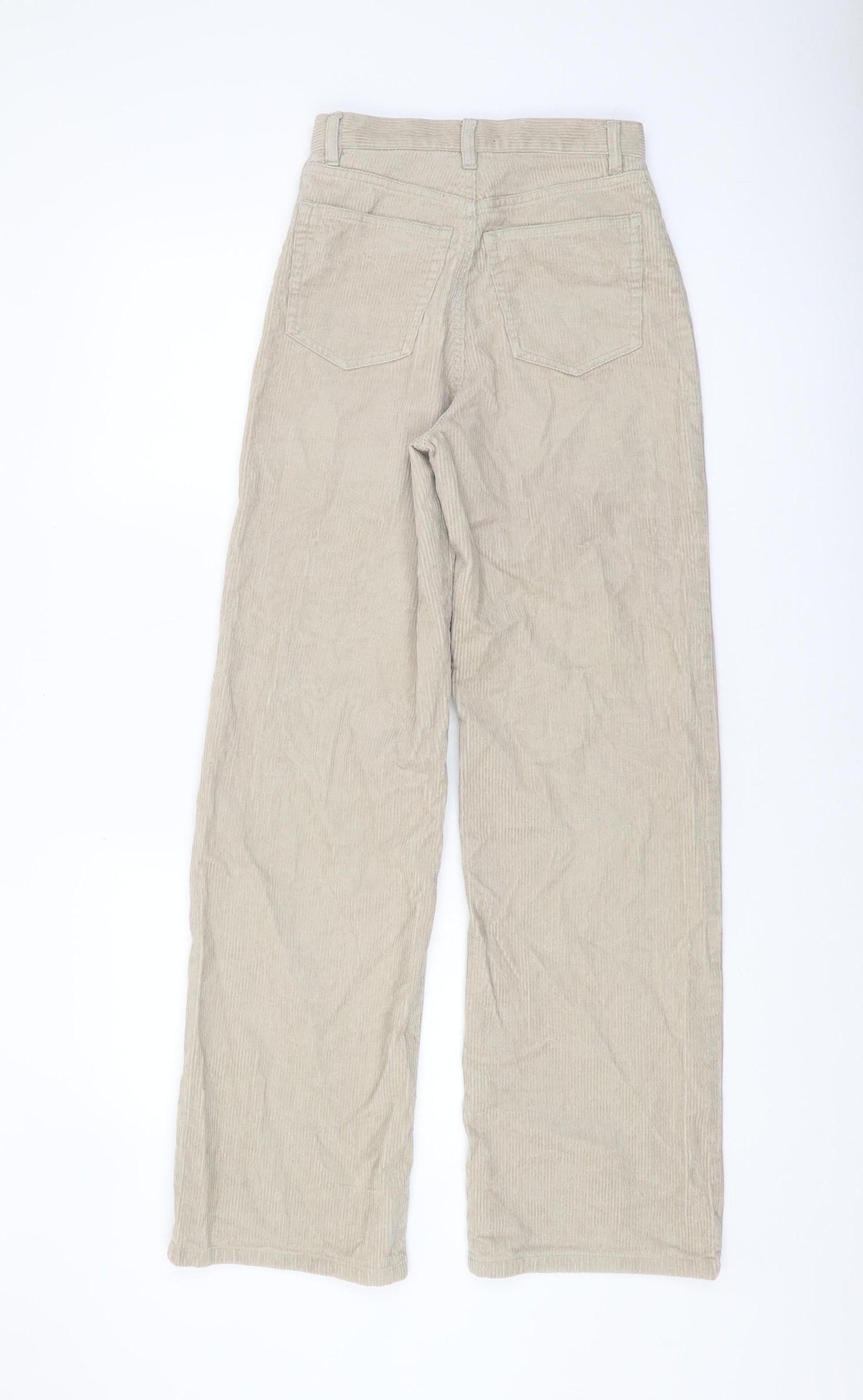 Womens UK Size 4 Monki Regular Fit Wide-Leg Beige Trousers