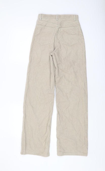 Womens UK Size 4 Monki Regular Fit Wide-Leg Beige Trousers