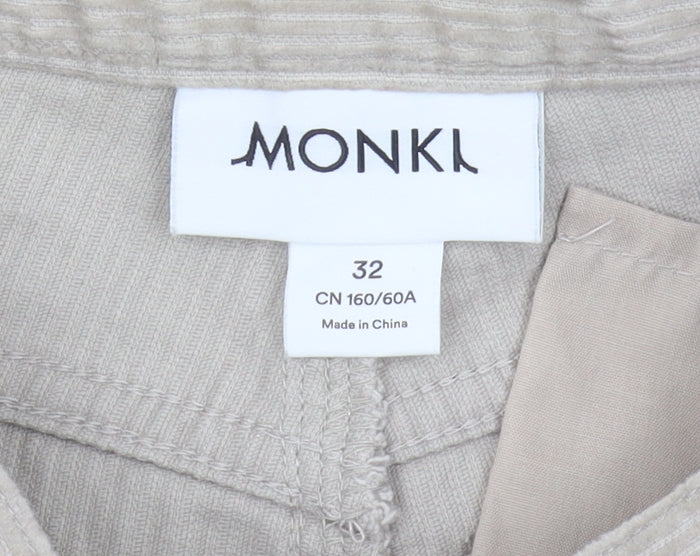 Womens UK Size 4 Monki Regular Fit Wide-Leg Beige Trousers