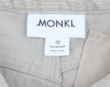 Womens UK Size 4 Monki Regular Fit Wide-Leg Beige Trousers
