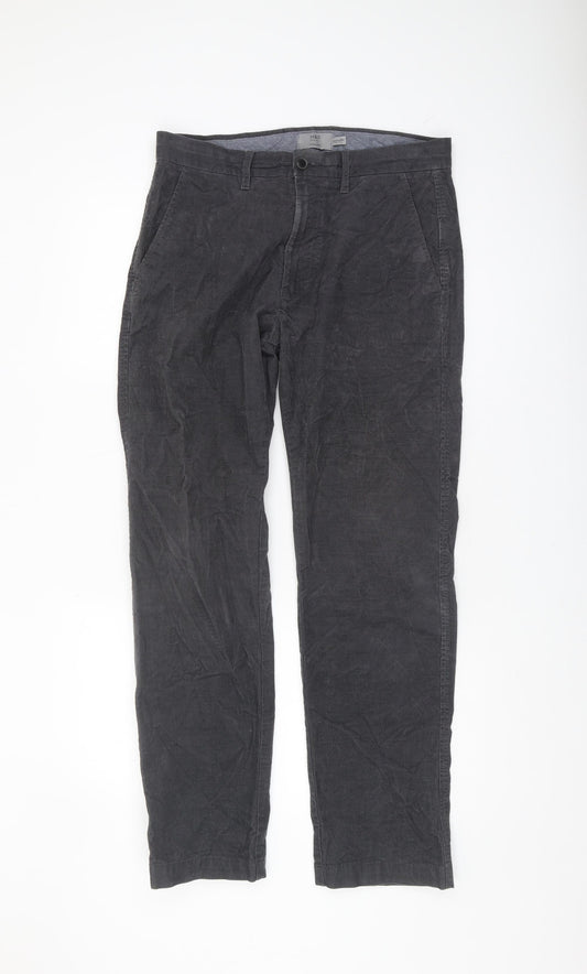 Marks and Spencer Men's Grey Straight Trousers 32 in