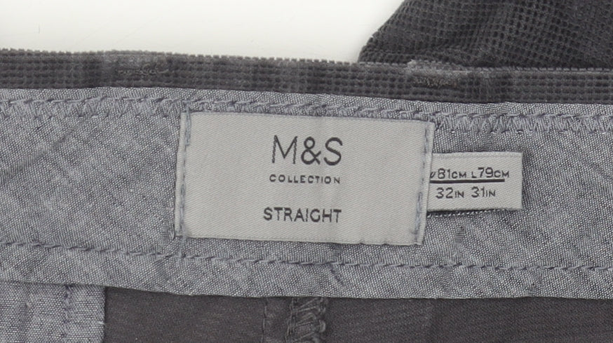 Marks and Spencer Men's Grey Straight Trousers 32 in