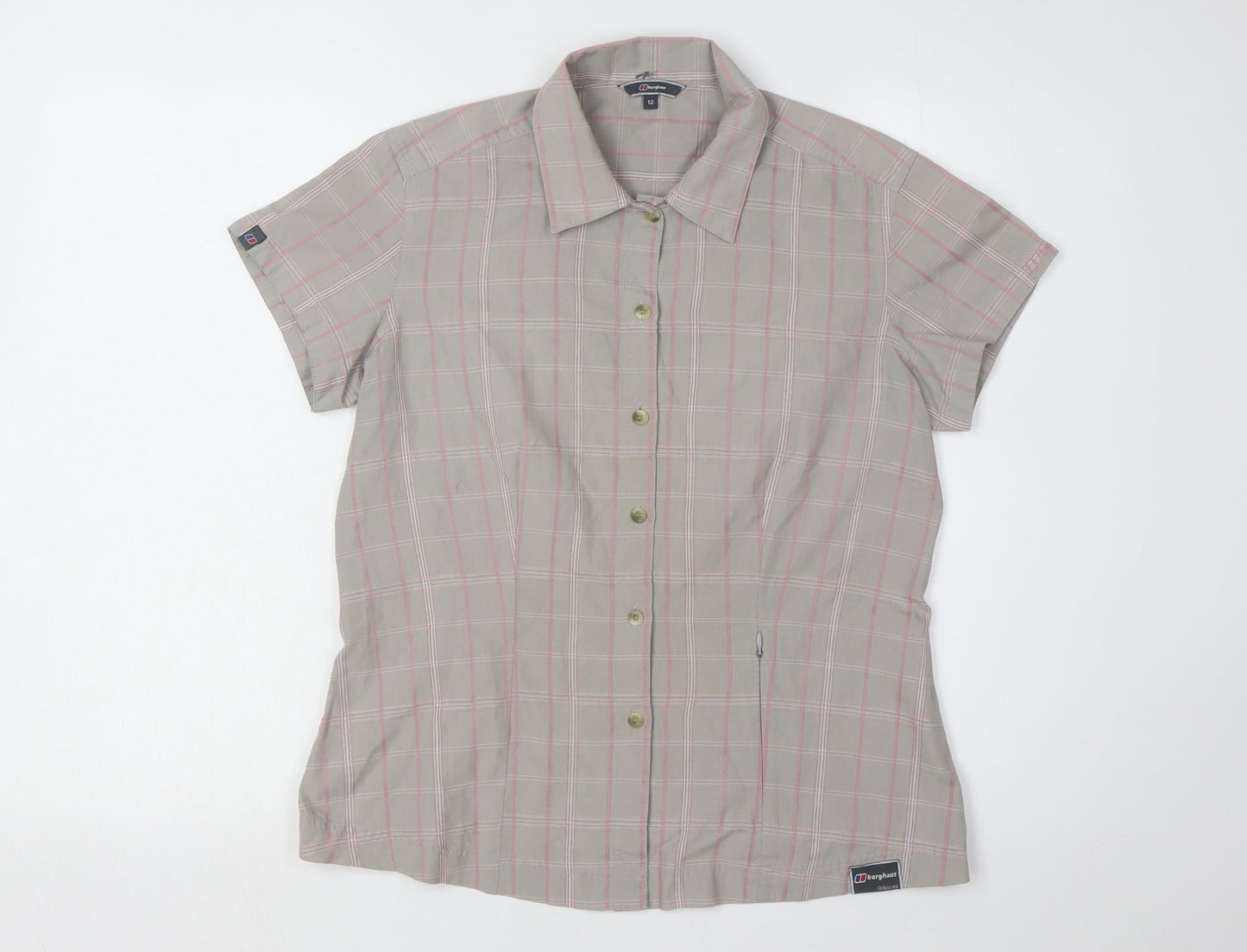 Berghaus Women's Beige Check Button-Up Shirt Size 12