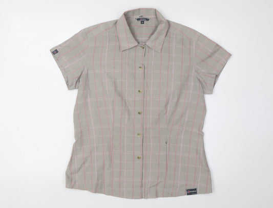 Berghaus Women's Beige Check Button-Up Shirt Size 12