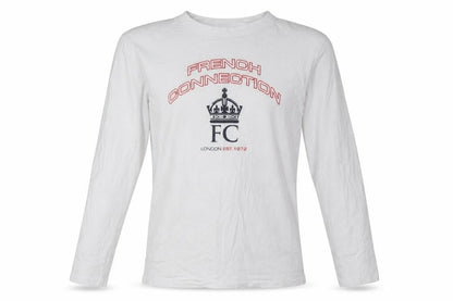 Front view of French Connection boys’ white long sleeve t-shirt 14 years