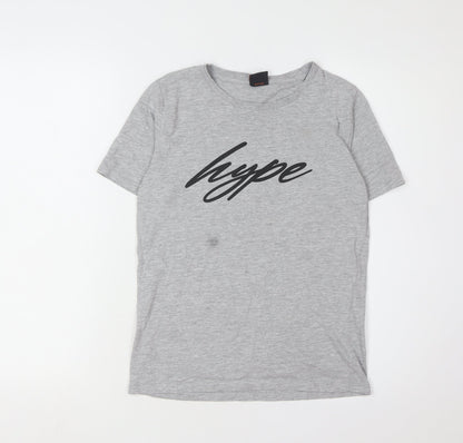 Hype Boys Grey Graphic Logo T-Shirt 13 Years Casual Style