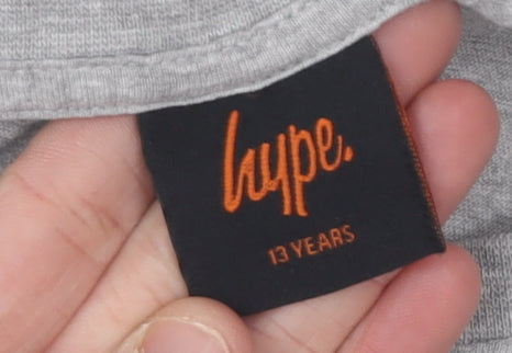 Hype Boys Grey Graphic Logo T-Shirt 13 Years Casual Style