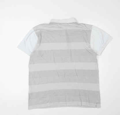 McKenzie Men's Grey Striped Polo Shirt, Size L