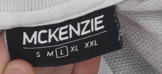 McKenzie Men's Grey Striped Polo Shirt, Size L