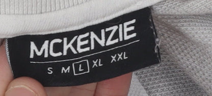 McKenzie Men's Grey Striped Polo Shirt, Size L