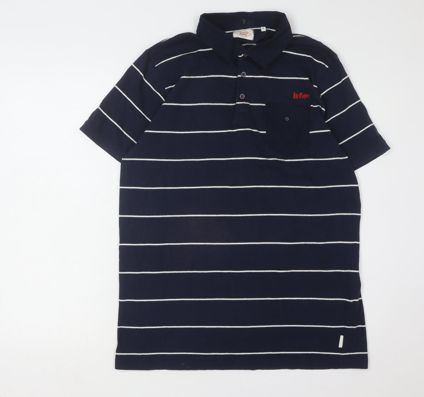 Lee Cooper Men's Blue Striped Polo Shirt XL Casual