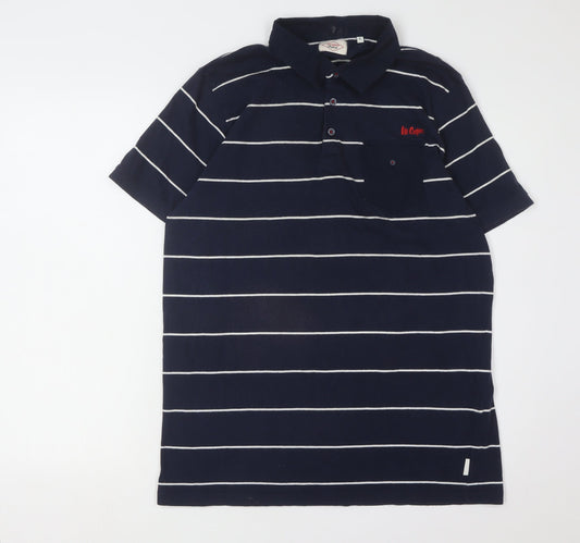 Lee Cooper Men's Blue Striped Polo Shirt XL Casual