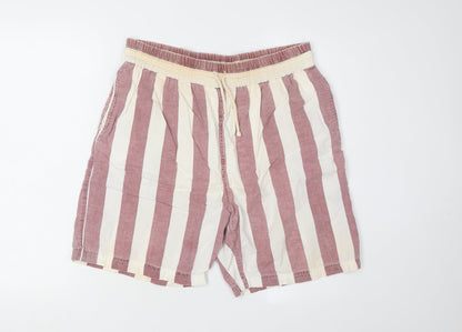 Men's Wear L Striped Multicoloured Cotton Shorts