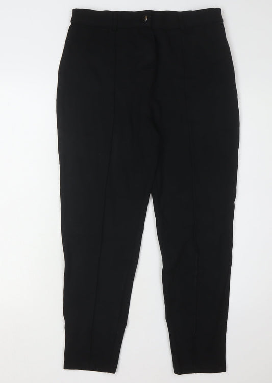 Threadbare Women's Black Straight Viscose Trousers Size 14