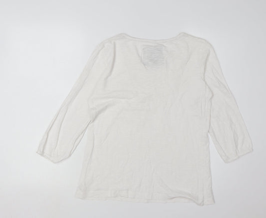 Esprit Women's White V-Neck Cotton Top, M, Casual Style