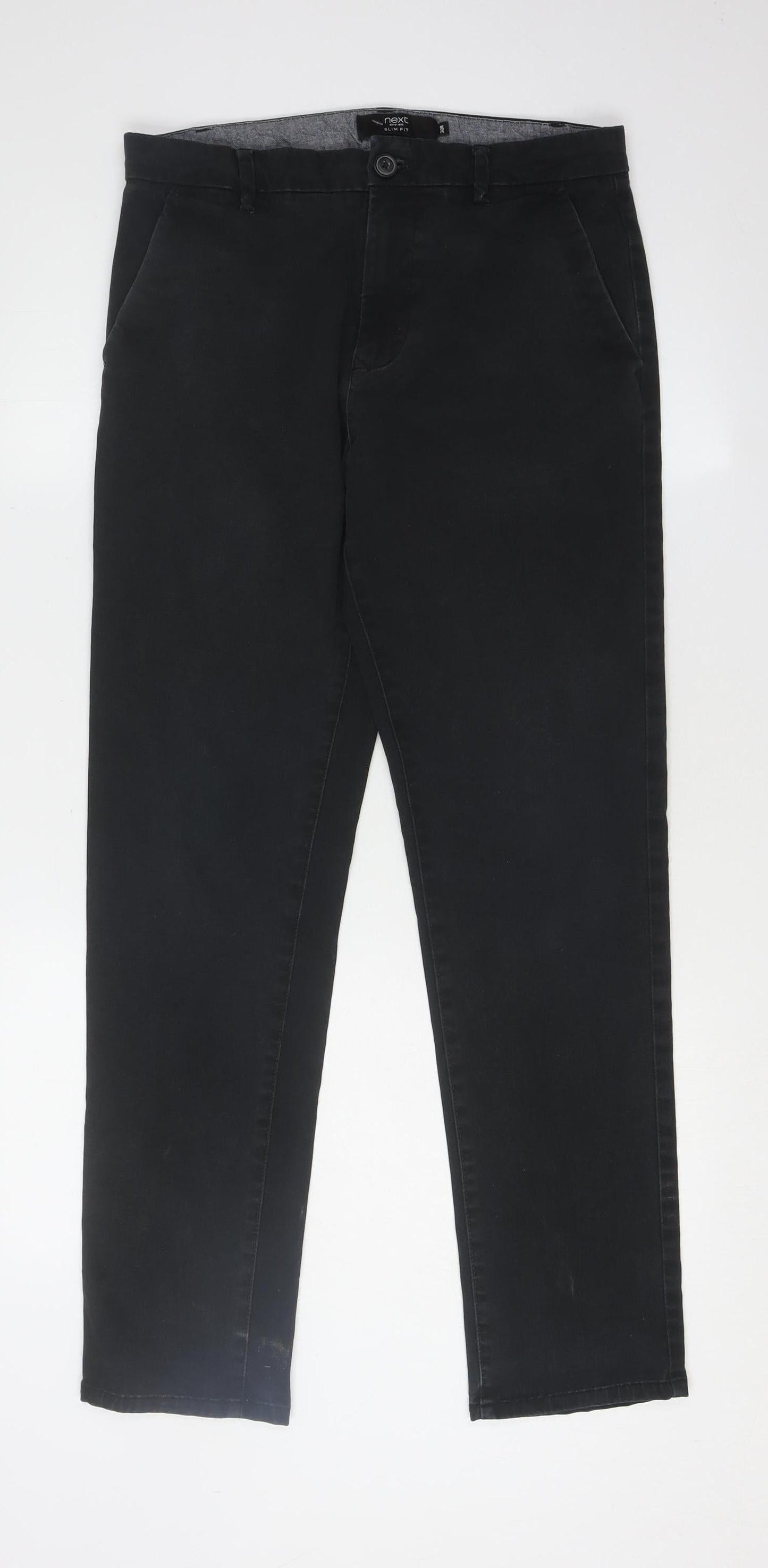 Next Men's Black Slim Fit Chino Trousers Size L