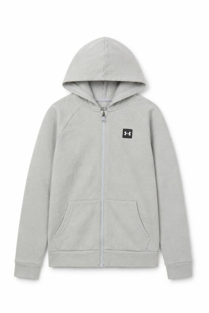 Front view of Under Armour boys’ grey full zip hoodie - size large