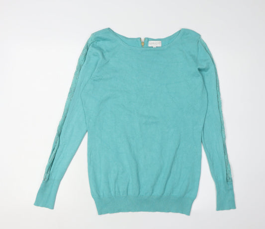 Apricot Women's Blue Boat Neck Jumper Size 16