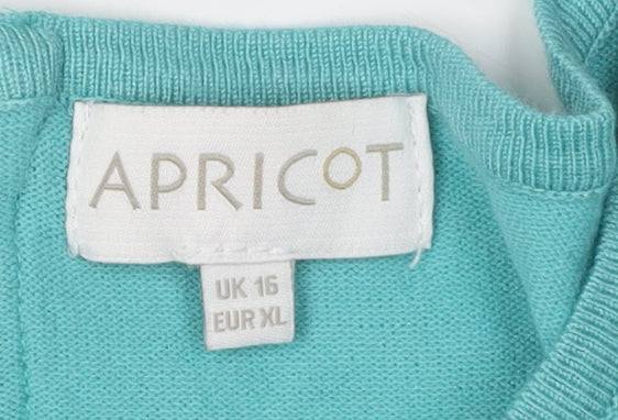 Apricot Women's Blue Boat Neck Jumper Size 16