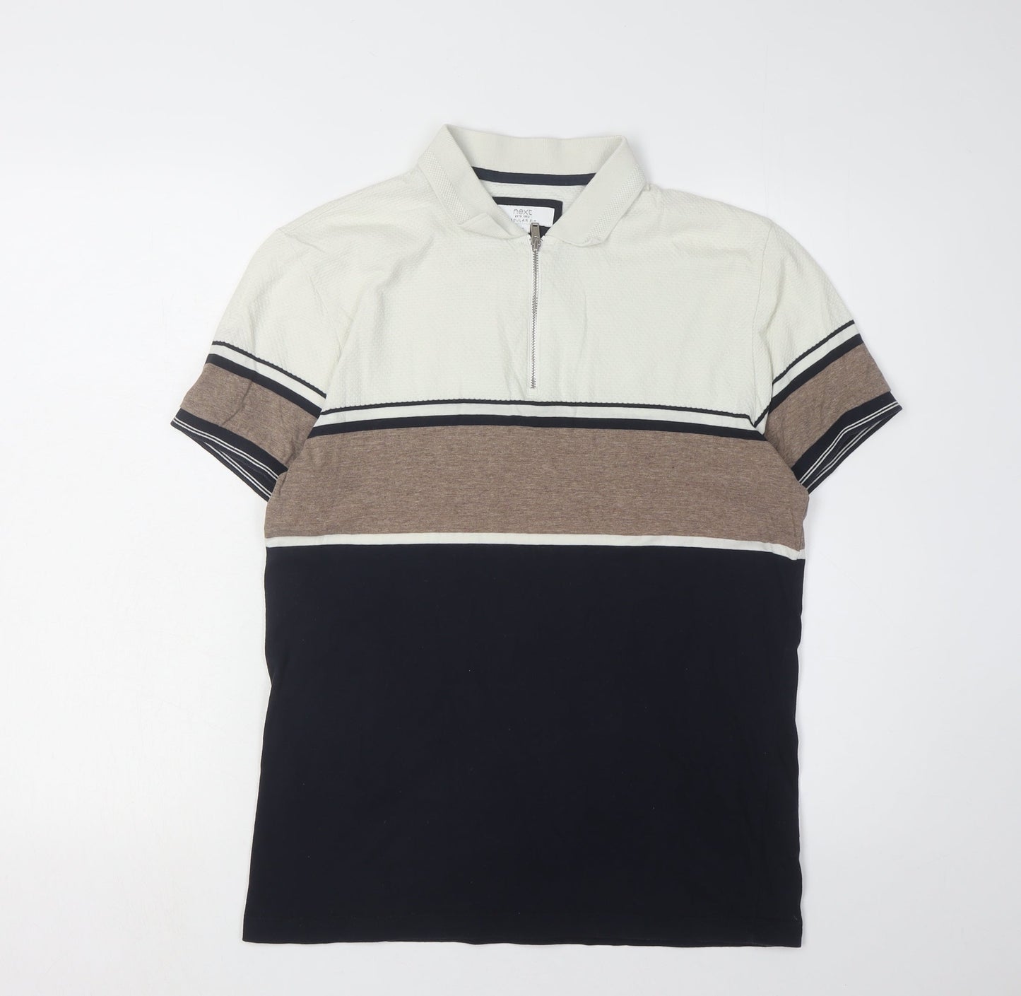 Next Men's Colourblock Polo, Multicoloured, Size S