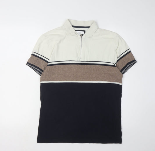 Next Men's Colourblock Polo, Multicoloured, Size S
