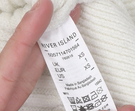 Womens UK Size XS River Island White Pullover Jumper