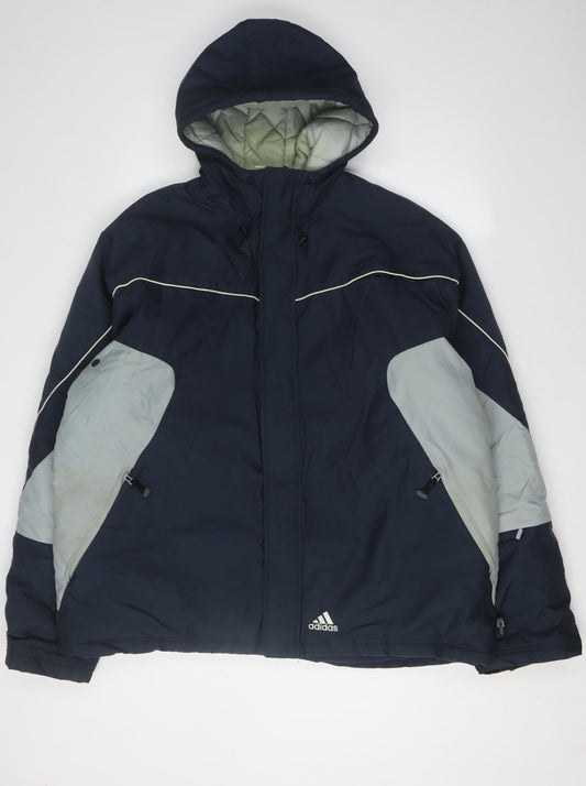 Adidas Men's Blue L Puffer Jacket with Hood